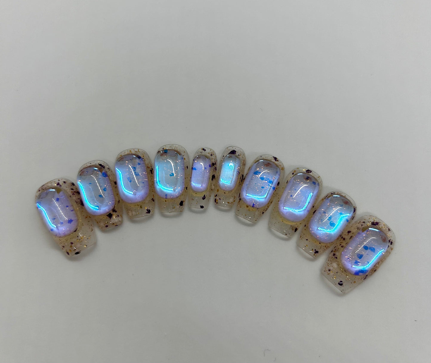 Medium Square Futuristic Translucent Nails-EX014