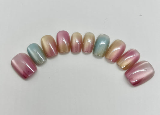 Short Square Gradient Pastel Nails-MD003